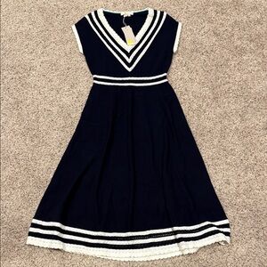 Boden NEW Navy and White Sweater Midi Dress